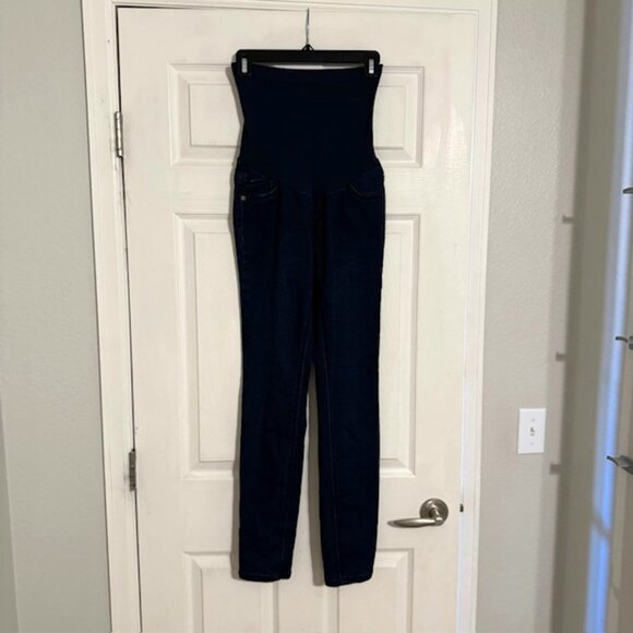 Indigo Blue Women's Maternity Dark Wash Straight Leg Jeans, Small (S) - Picture 1 of 12